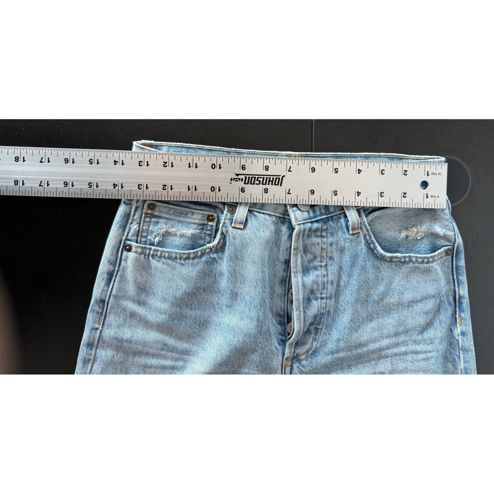 Denim Forum The BF High Rise Loose Distressed Jeans Light Wash Blue 27X28 - Picture 3 of 15